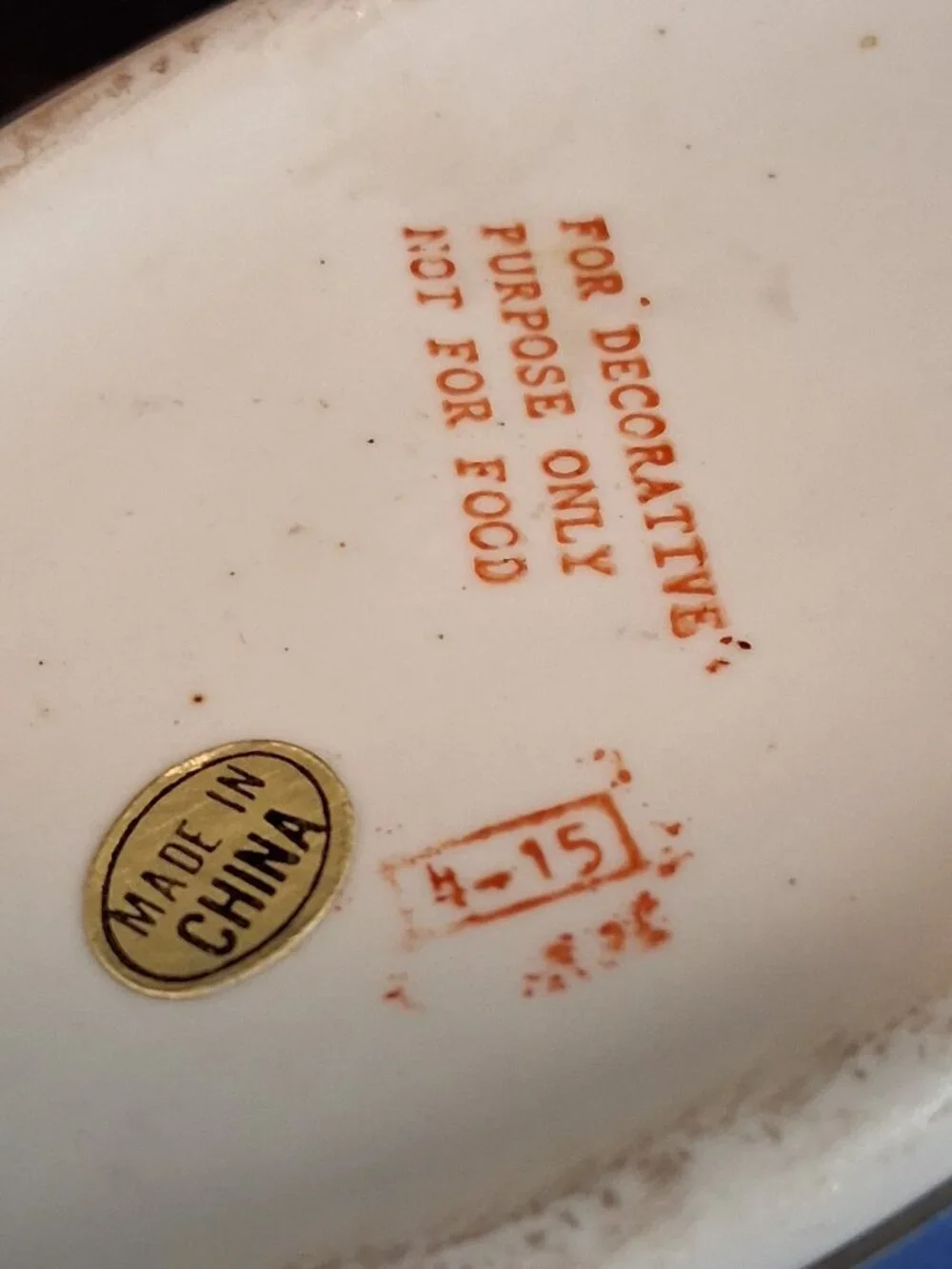 VTG Made in China Chinoiserie Ceramic Oval Trinket Box Bird & Floral Gold Accent - Picture 13 of 13